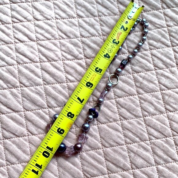 CREATION - Short necklace - Purple Violet stars- silver details - Picture 5 of 8